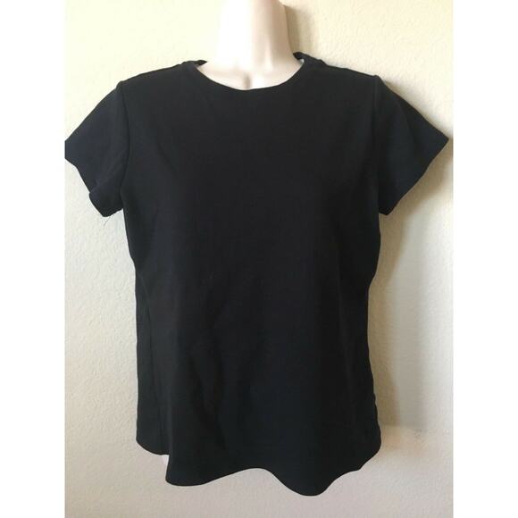 Isaac Mizrahi Live Black Essential Scoop Neck Short Sleeve Women's Top Size M - Picture 1 of 2